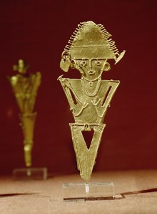 Antropomorfe figuur van een krijger, uit Tabio, Cundinamarca, Muisca Cultuur, 1100-1500